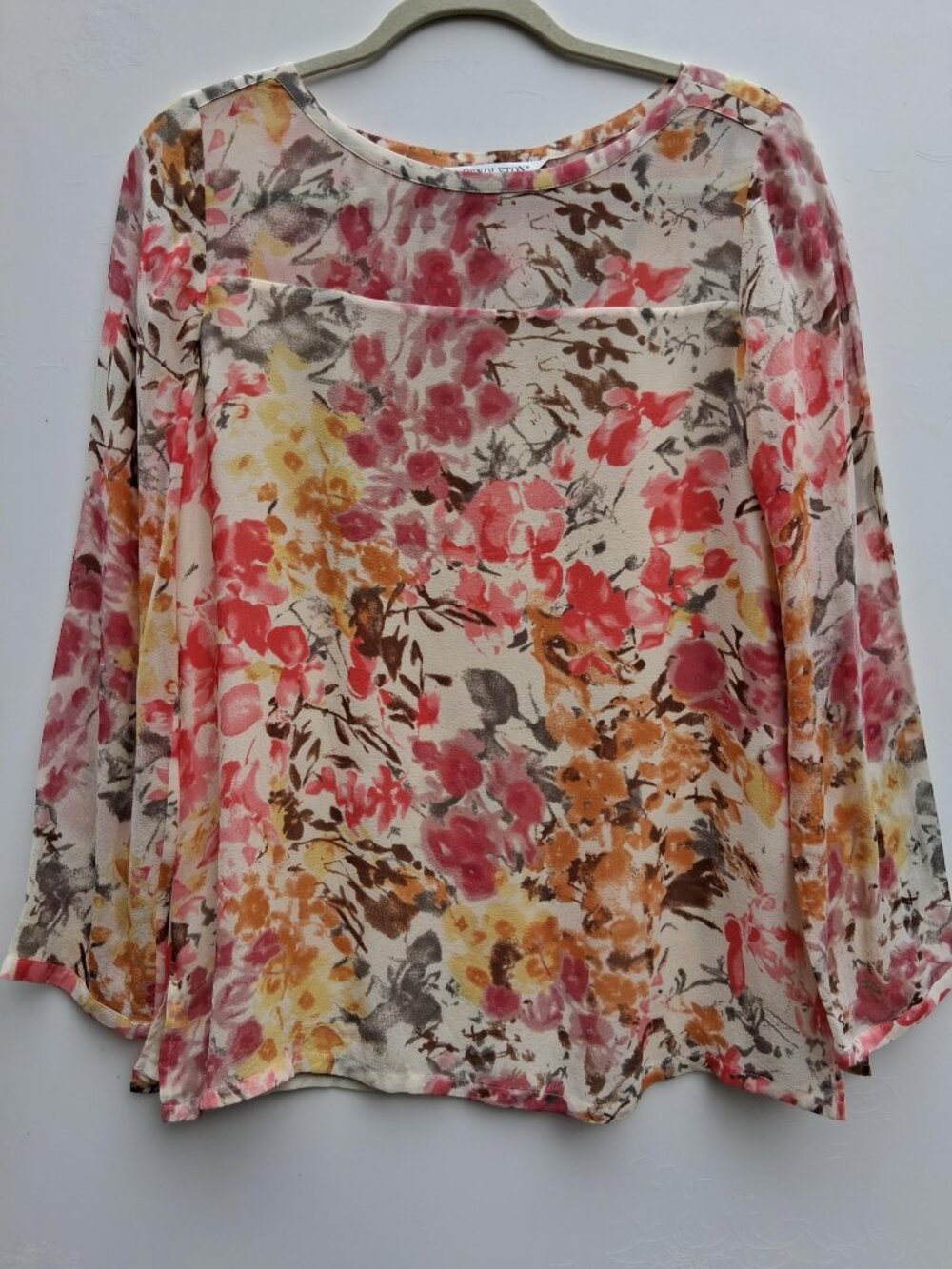 Pendleton women's silk floral blouse, pink (Size M)